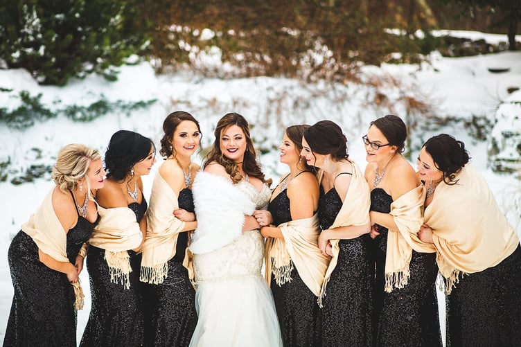 Bridal Party in Winter at Granite Rose, NH