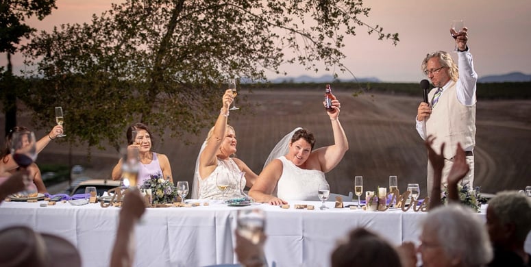 Bel Vino Winery by Wedgewood Weddings - Wedding Reception Toast to Mrs. and Mrs.