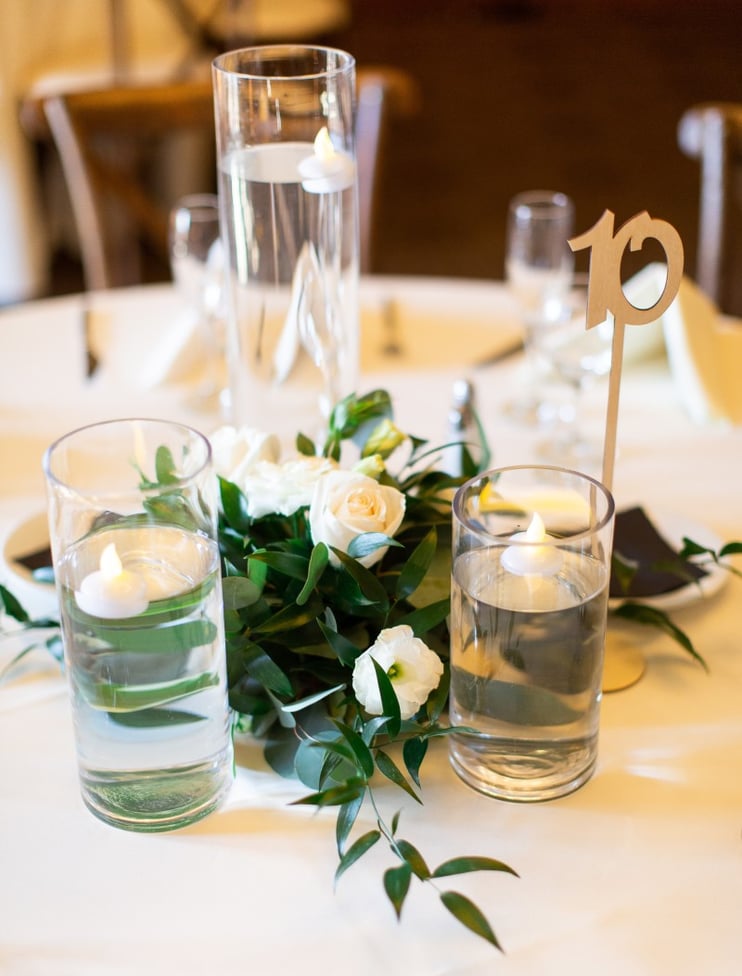 gold and white floral centerpieces