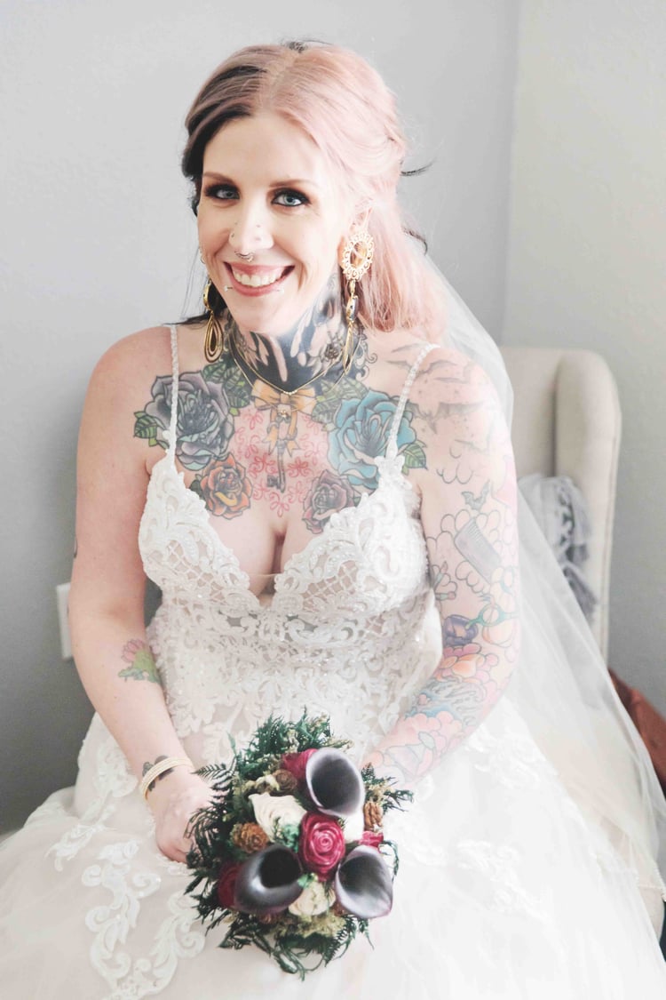 Stunning Tattooed Bride at Boulder Creek, CO