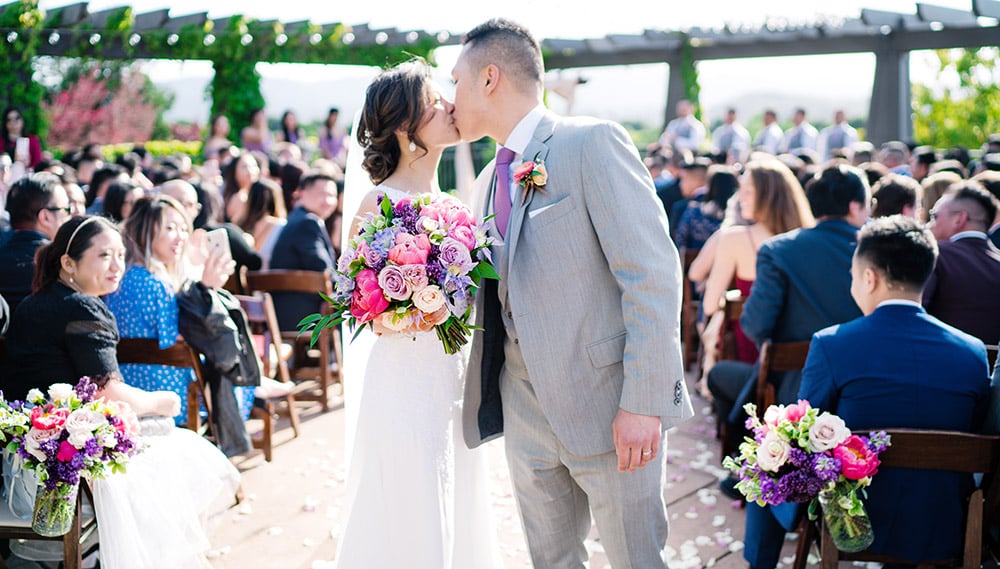 Romantic First Kiss as Mr. and Mrs.