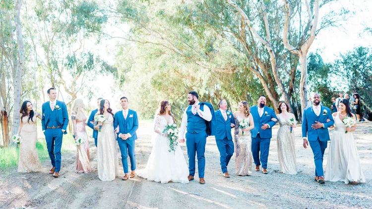 Gorgeous Bridal Party in Blue and Sequins at The Orchard