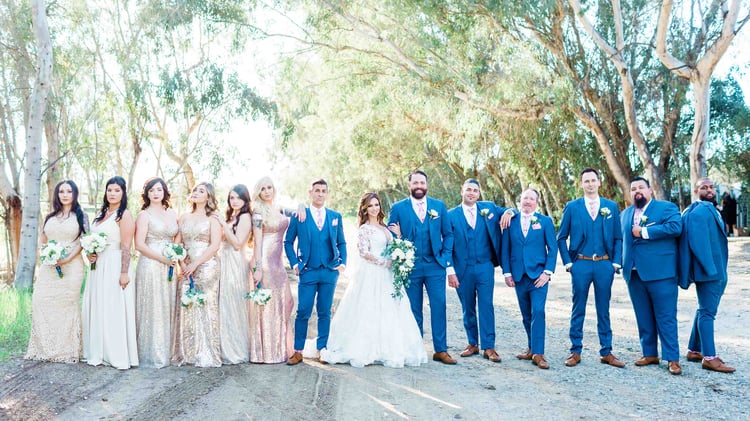Gorgeous Bridal Party in Blue and Sequins at The Orchard