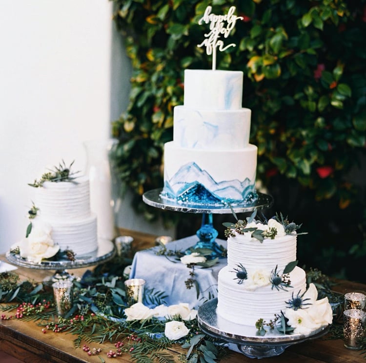 Mountain Inspired Wedding Cake Display by Cute Cakes Bakery