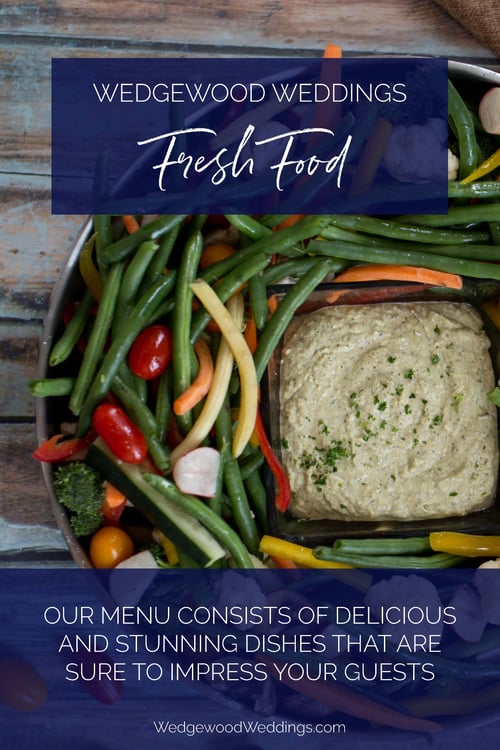 Our wedding menu has been carefully curated and crafted based on the feedback of our couples and hundreds of thousands of event guests. Consider this: we hosted over 650,000 guests last year. That’s a lot of people to consider, right? We take this food thing very seriously. Our artisanal chef team works hard to create varied and delicious menus that scale for a big event. It’s not easy feeding 100+ people all at once!