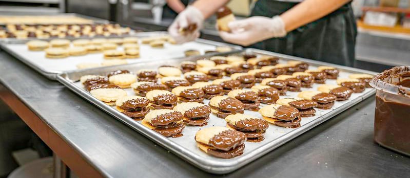  ITALIAN CHOCOLATE-DIPPED COOKIES IN THE MAKING AT 1914 BAKERY