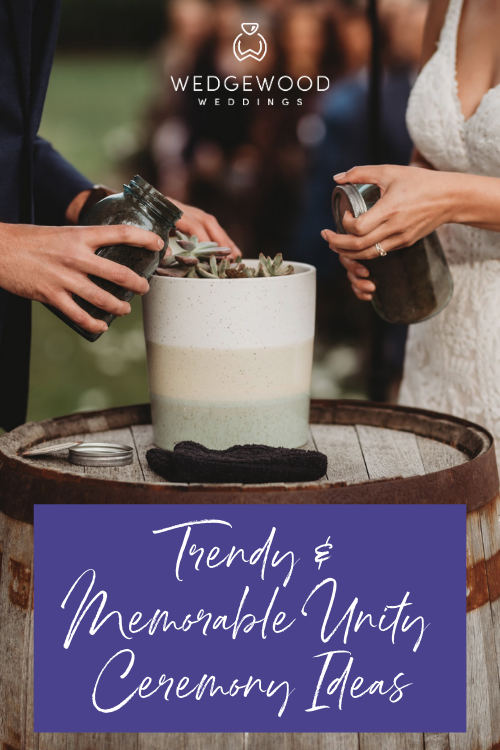 Make your wedding celebration unique and meaningful with these inspiring unity ceremony ideas. From the traditional unity candle and sand pouring ceremonies to emerging trends such as handfasting, painting, and wine blending ... These fun and engaging wedding ceremony rituals are the perfect way to lock in your vows! Get inspired with these great unity ceremony ideas.