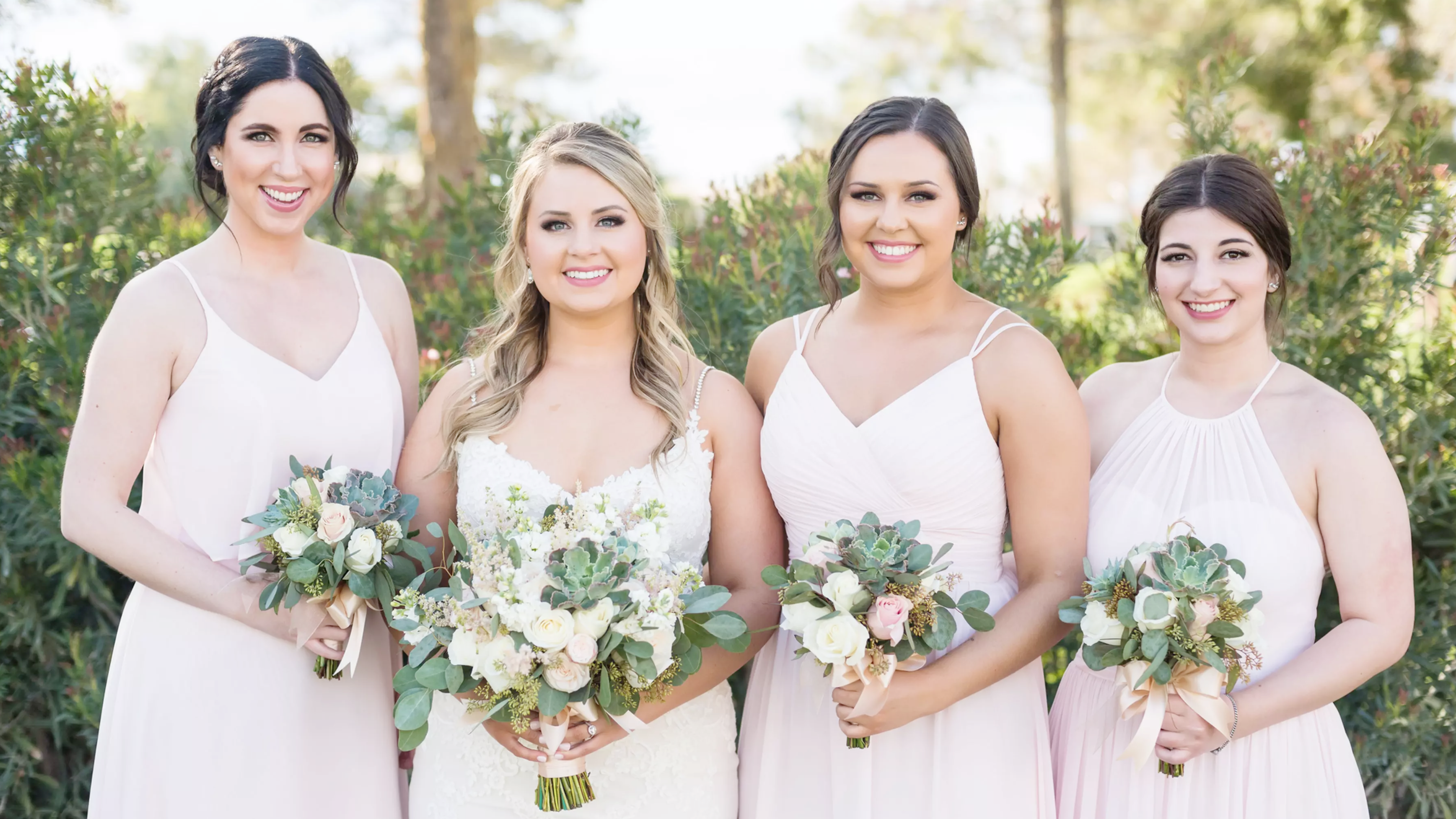 Beautiful Pink Bridesmaid Bouquets at Ocotillo Oasis