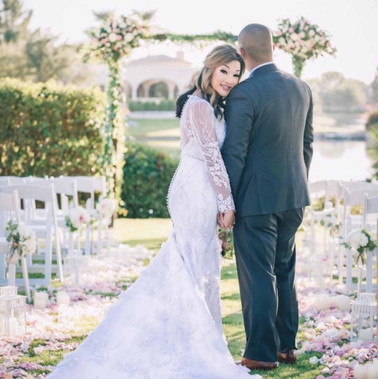 Handsome Bride & Groom at Floral Ceremony | Ocotillo Oasis