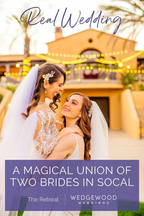 This #realwedding features the beautiful marriage of Kayla and Robin at The Retreat in Southern California. We love how they reimagined this popular venue, holding their ceremony on the sprawling courtyard that overlooks mountain views. Small touches really made the wedding unique — handwritten vows, a traditional Jewish Ketubah signing, and toast of whiskey from Japan. The wedding photos from Beautiful Day Photography are absolutely stunning — you're in for a treat!