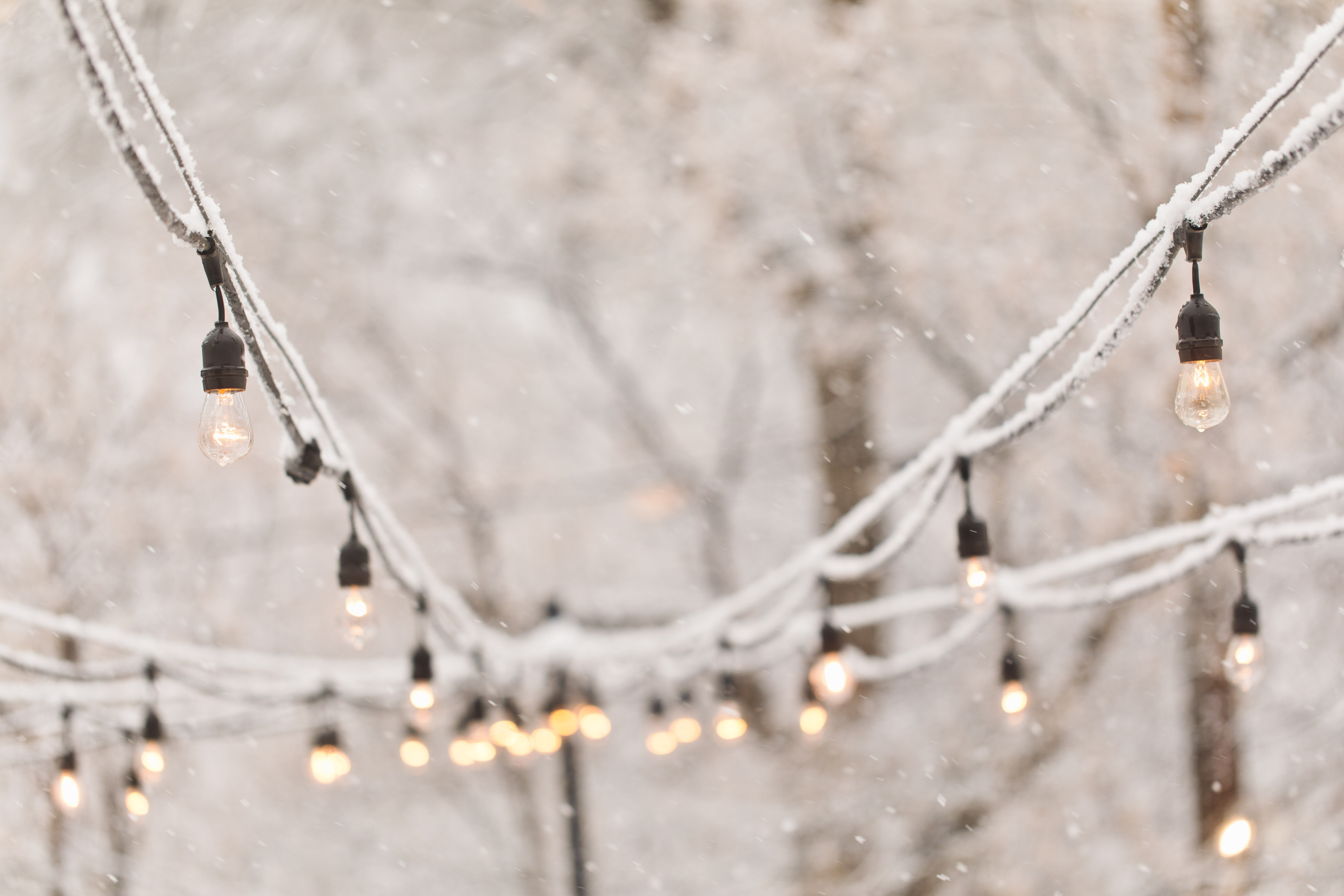 snow falling at Boulder Creek by Wedgewod Weddings