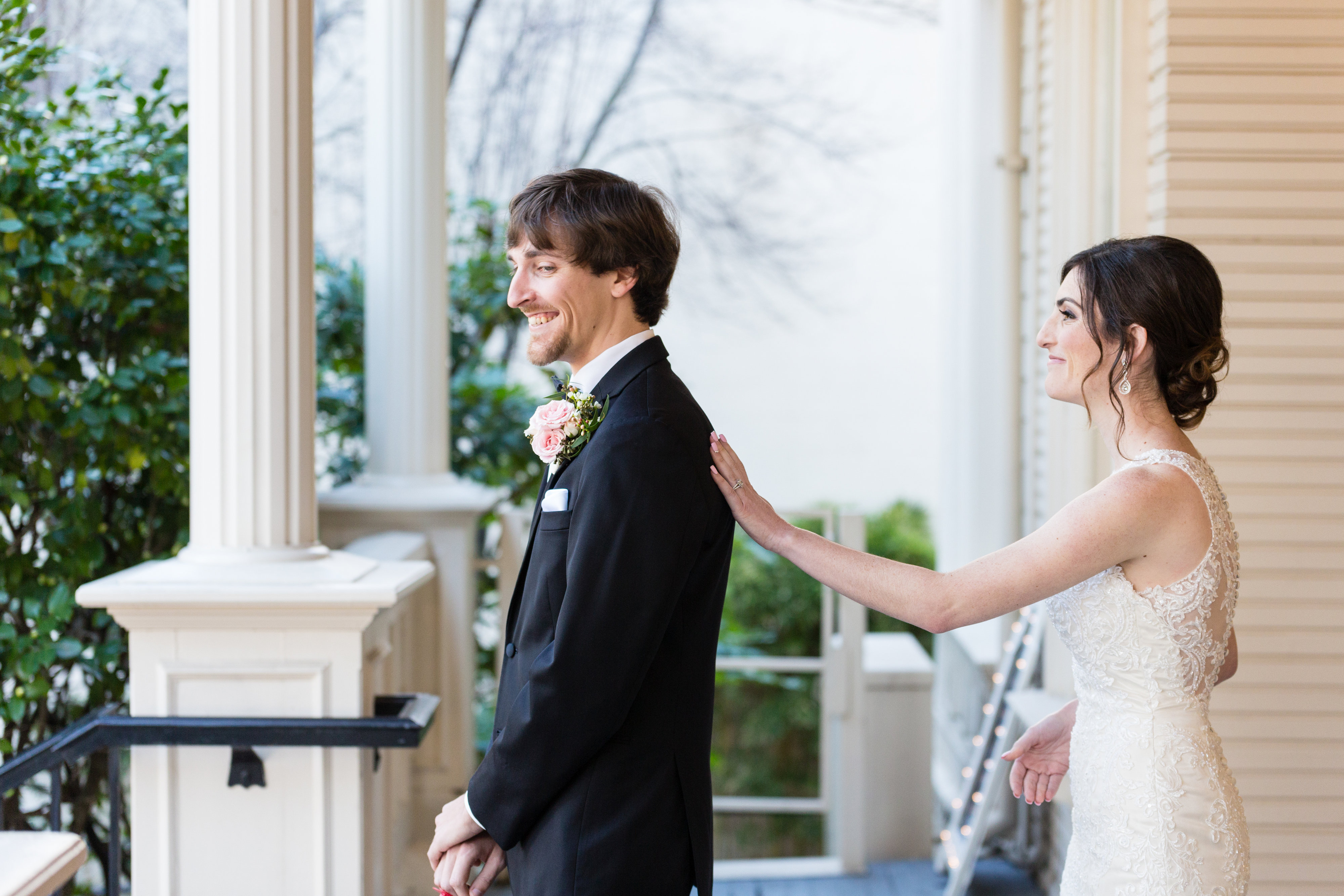 first look wedding photo at the Sterling Hotel
