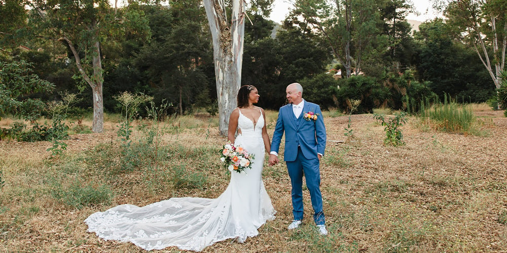 Couple in front of trees at Canopy Grove by Wedgewood Weddings