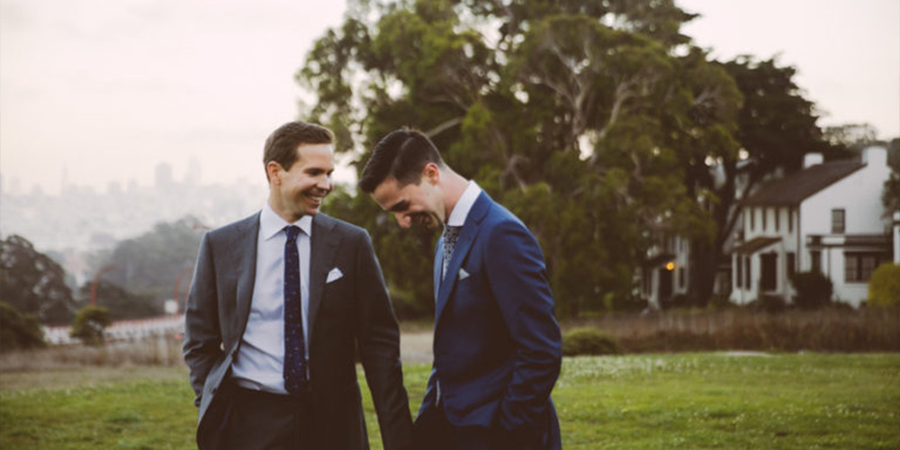 Grooms laughing outside at The Presidio by Wedgewood Weddings