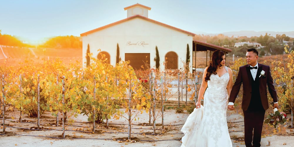A couple at Danza Del Sol Winery by Wedgewood Weddings