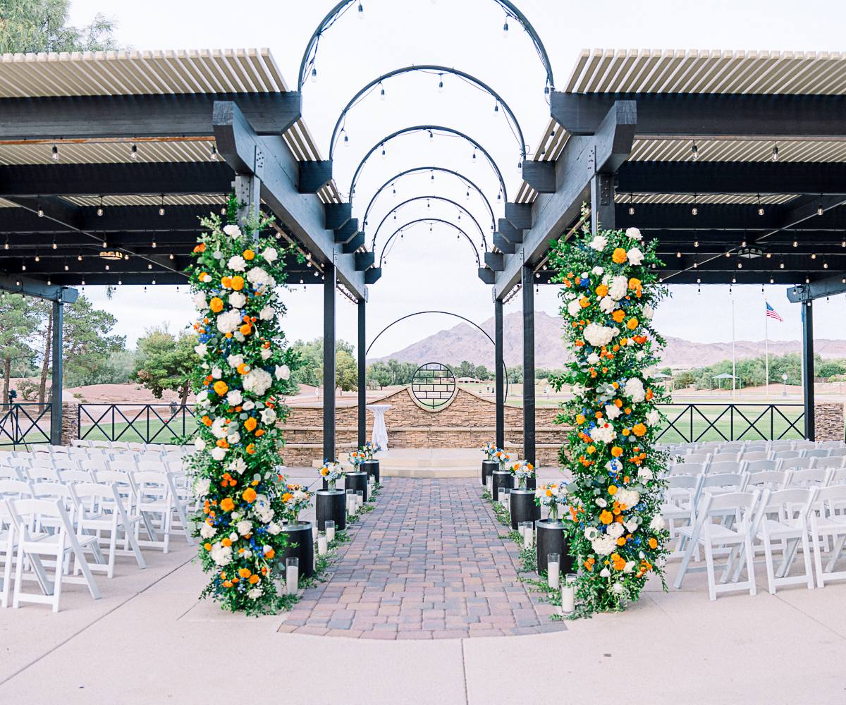 Patio ceremony at Stallion Mountain by Wedgewood Weddings