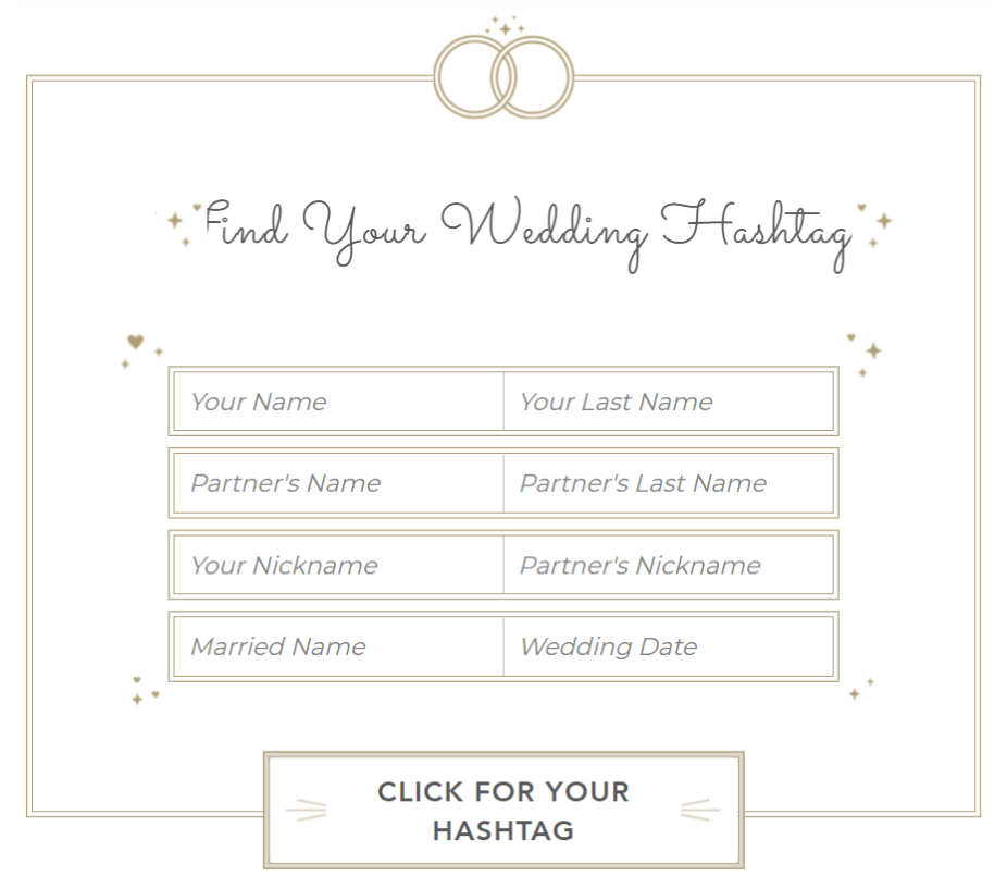 Wedding Hashtag Generator from Shutterfly