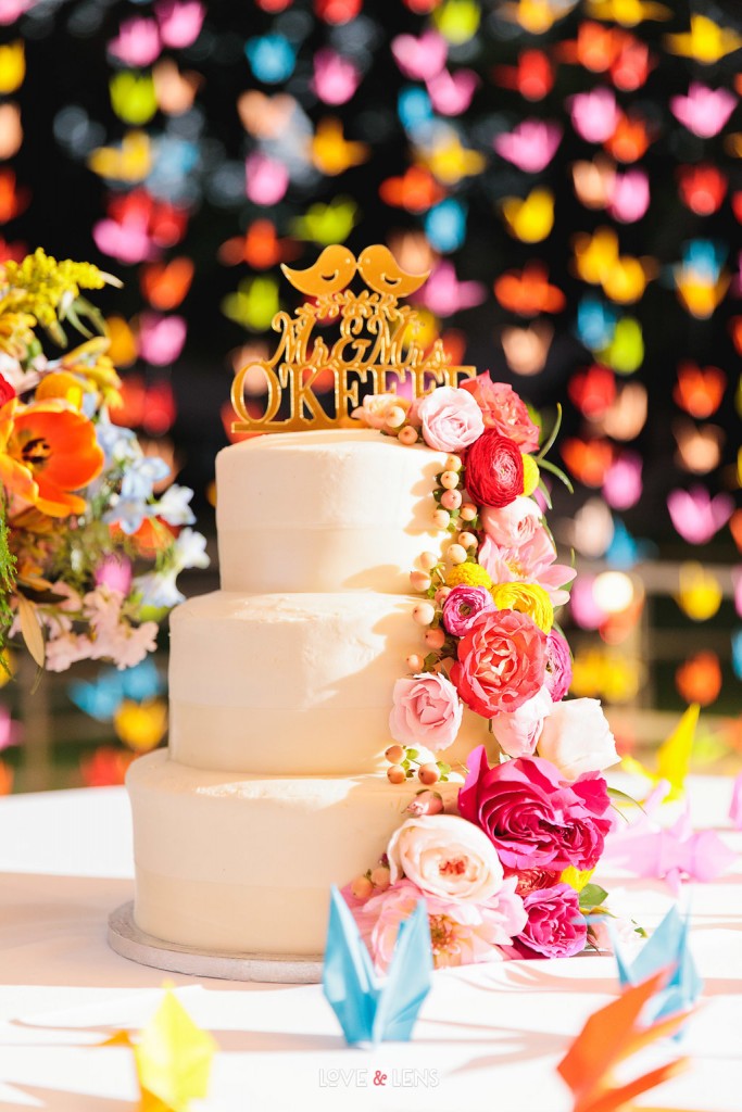 bright and bold wedding cake