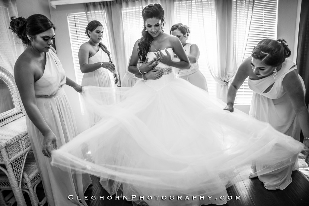 black and white photo of bride and bridesmaids