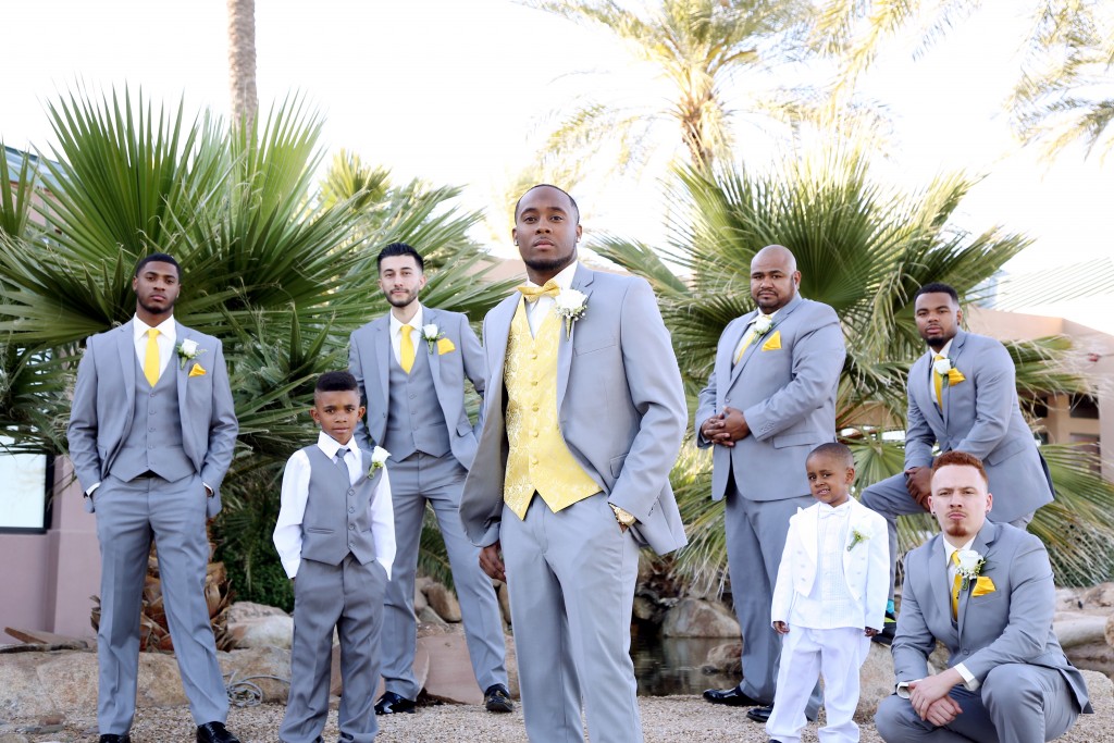groom and groomsmen in suit
