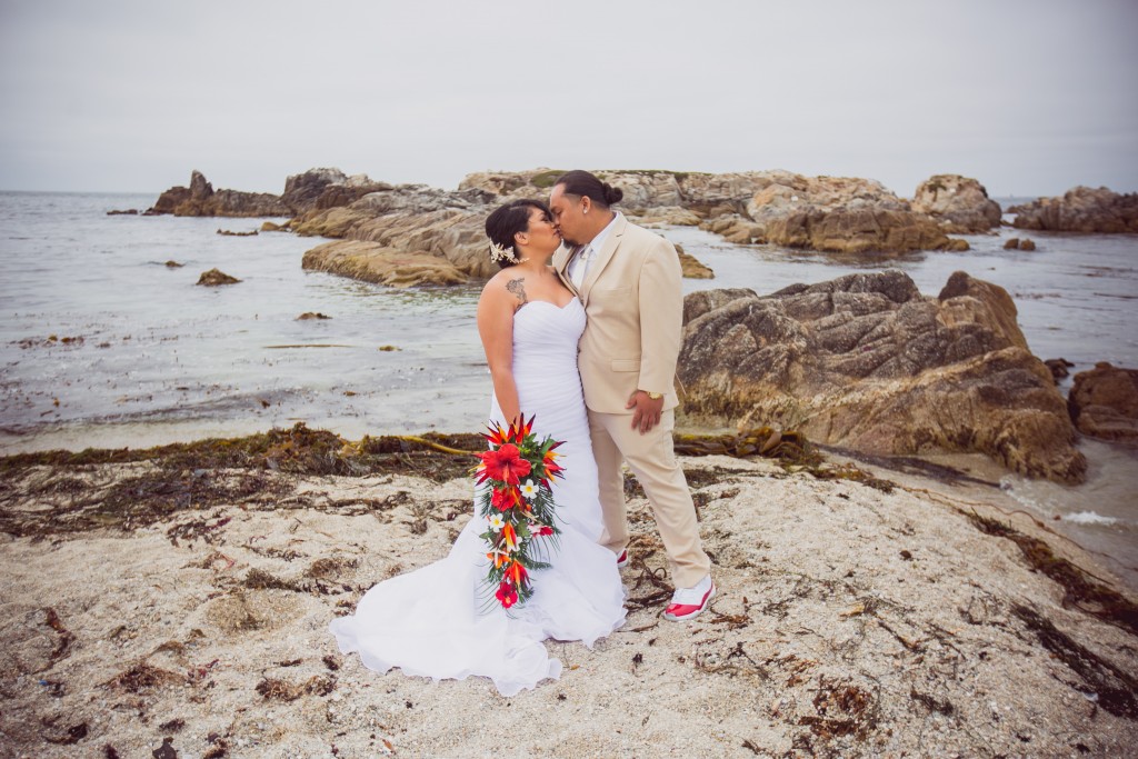 bride and groom kiss beach wedding - Wedgewood Weddings
