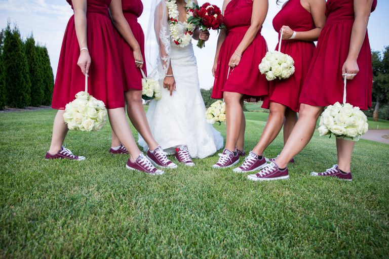eagle ridge sports themed wedding bridesmaids shoes