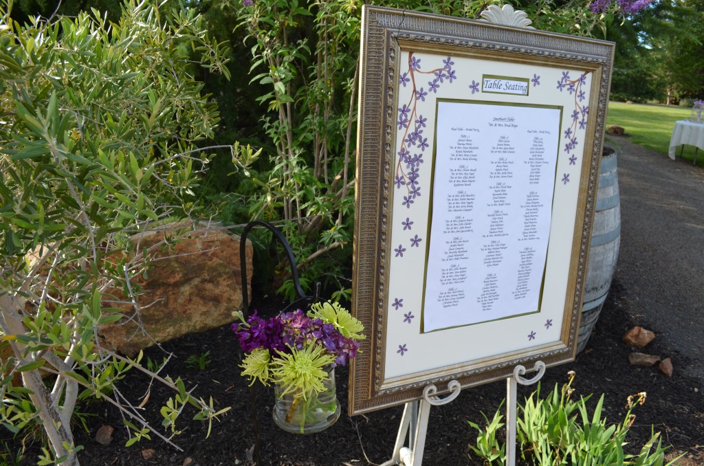 wedding seat display in frame at Wedgewood Weddings