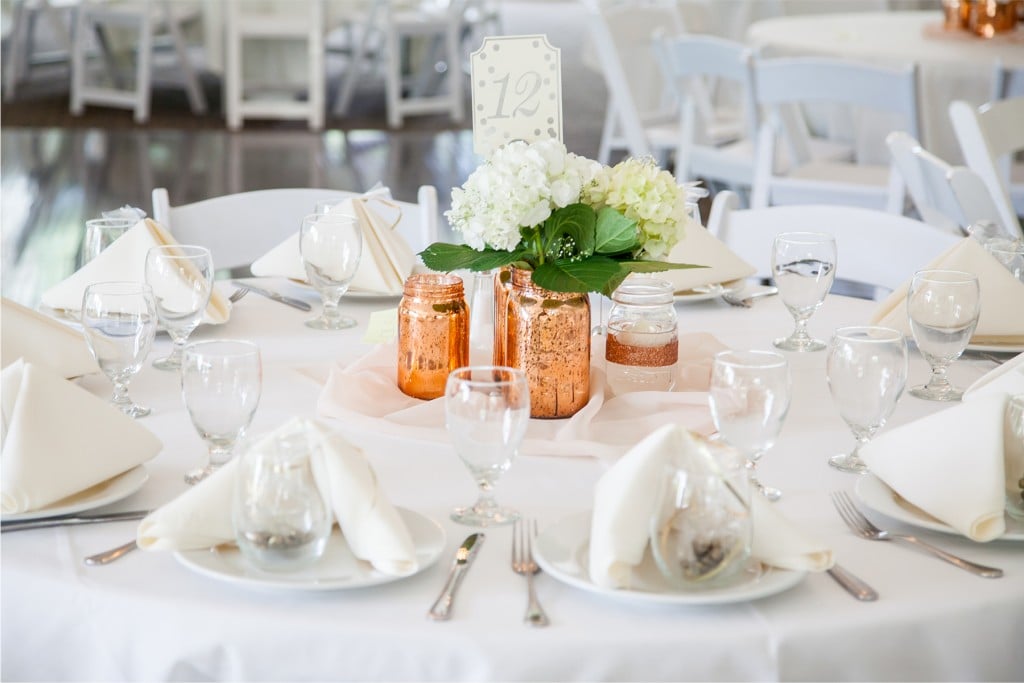 beautiful white reception table settings