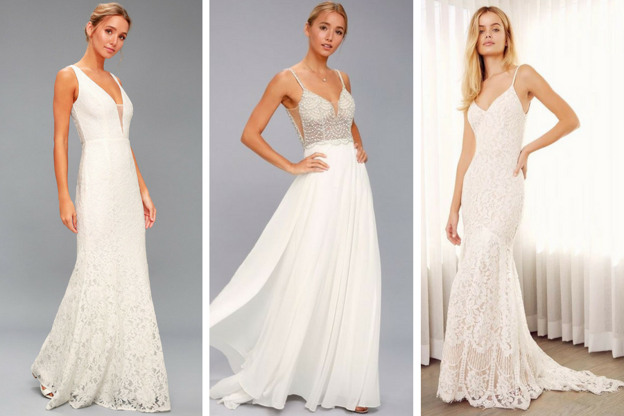 affordable white wedding dresses