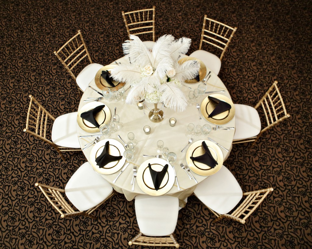 ariel view of wedding reception table