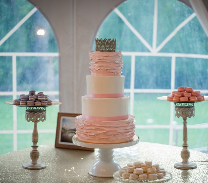 pink ribbon wedding cake